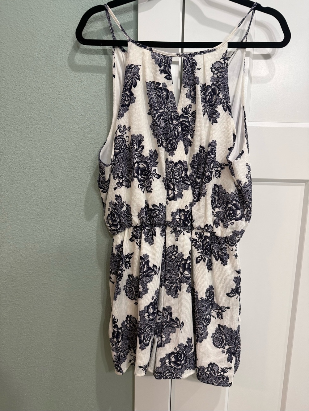 White Floral Print Sleeveless Romper